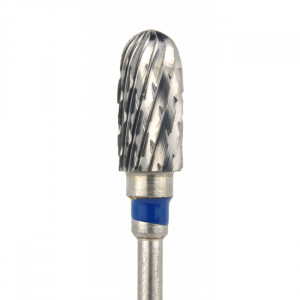 Hardmetalen mes Cilinder afgerond, inkeping Medium kruisvormig, blauw, voor manicure en pedicure, voetbehandeling