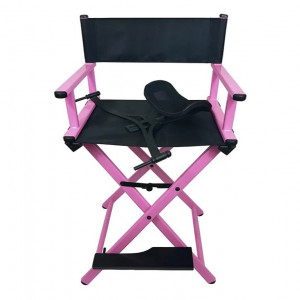  Professioneller Make-up-Hocker mit Kopfstütze aus Aluminium, lange Fußstütze, Augenbrauenformung, zusammenklappbarer Make-up-Hocker, einfach zu bedienen