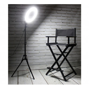 Sillón de maquillaje móvil, aluminio, para trabajo in situ, reposapiés ancho, plegable, para estudios fotográficos