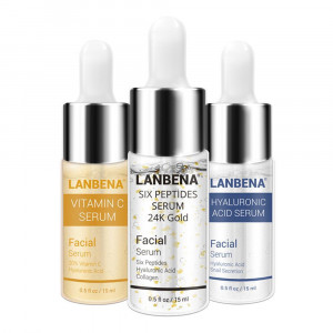 Anti-Aging-Serum Lanbena mit Vitamin C Serum+sechs Peptide, 24K Gold, Hyaluronsäure, feuchtigkeitsspendende Pflege