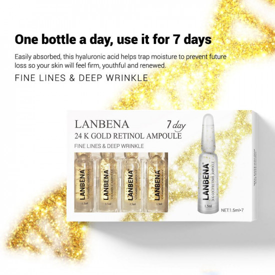 Lanbena 24 K ouro retinol ampola Soro, Anti-Envelhecimento, Anti-Rugas, Levantamento Endurecimento, curso por 7 dias-952732803-Lanbena-Beleza e saúde. Tudo para salões de beleza