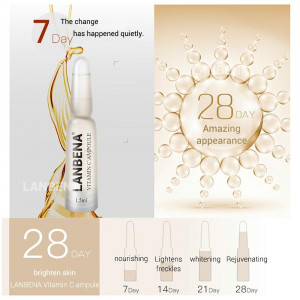 Ampulle-Serum mit Vitamin C, zur Entfernung von Sommersprossen, dunklen Flecken, feuchtigkeitsspendend, Anti-Aging, nährend, 7-Tage-Kurs, Lanbena