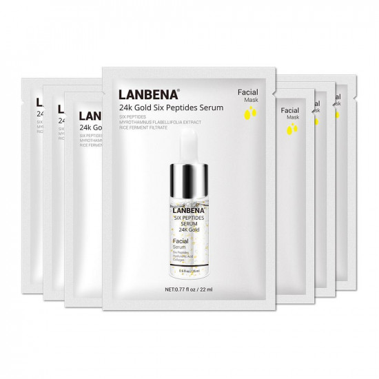 Masque anti-rides Six Peptides 24K Gold Lanbena 1pc Soin du visage, raffermir et raffermir la peau-952732839-Lanbena-Beauté et santé. Tout pour les salons de beauté