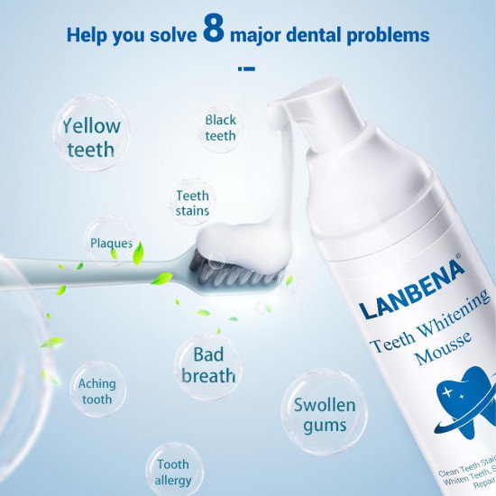 Zahnpasta zur Zahnaufhellung und Stärkung des Zahnschmelzes Lanbena Teeth Whitening Mousse-952732871-Lanbena-Schönheit und Gesundheit. Alles für Schönheitssalons