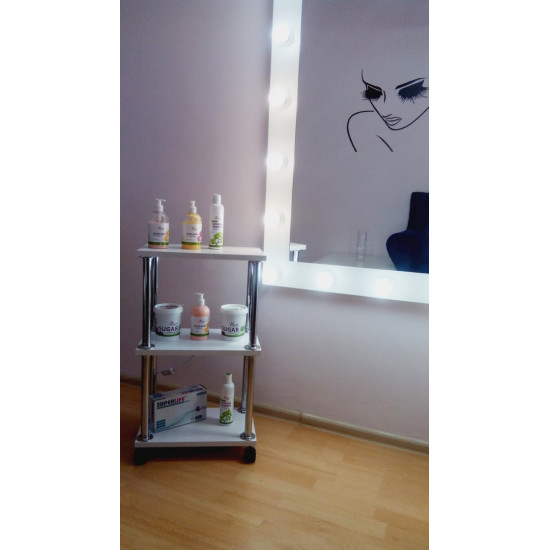 Cosmetologie trolley, boekenkast, op wielen, Wit, Et45. 25W, cosmetologie trolley, schoonheidssalon trolley, cosmetologie trolley, kopen in Oekraïne