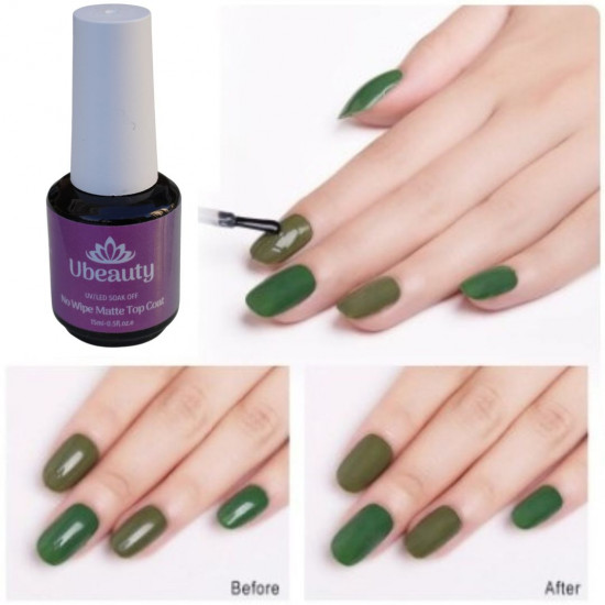 Rubber Velvet Top bajo Ubeauty gel Polaco 15 ml sin capa pegajosa no Wipe Matte Top Coat acabado terciopelo pana mate-19781-Ubeauty-Todo para manicura.