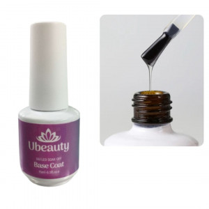 Gummibasis ohne Klebeschicht Ubeauty Base Coat Soak Off 15 ml, Unterlack, Nagelausrichtung, starke Verbindung