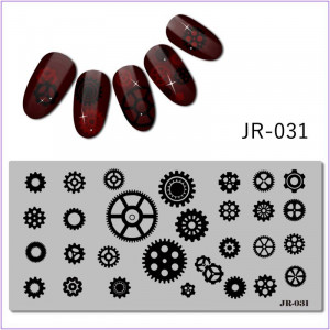 JR-031 Placa de Impressão de Pregos Roda Estrelas Geometria Círculo
