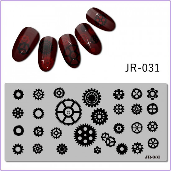 JR-031 Płyta do drukowania paznokci Koło Gwiazdy Koło Geometria-3142-uprettego-cechowanie