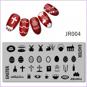  JR-004 Nail Art Printing Płyta Krzyż Wielkanocny Kubek Prezent Biblia Świeca Jaja Anioła Pisanki