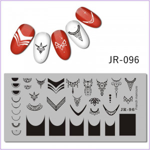  JR-096 płytka do stemplowania paznokci naszyjnik z koralików wzór kropki półkole francuski manicure