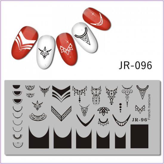 JR-096 Ongles Estampage Plaque Collier Perles Motif Dots Demi-Cercle French Manucure-3142-uprettego-estampillage