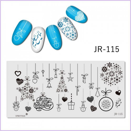 JR-0115 Placa de Impressão de Unhas Floco de Neve Sino Vela Coração Veado Ano Novo Papai Noel Árvore de Natal Brinquedos Presente Boneco de Neve