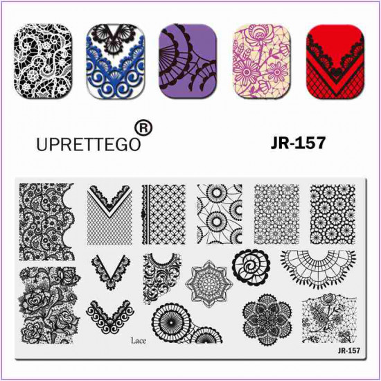 Druckplatte des Nagel-JR-0157, die Nagel-Spitze-Maschen-Blumen stempelt