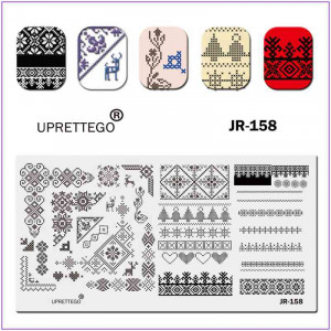  JR-158 Nail Art plaque d'impression broderie ornement cerf coeur arbre de noël flocon de neige fleurs