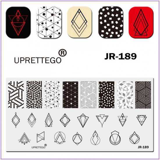 JR-0189 nagel stempelplaat, kristal, geometrie, ruit, cirkel