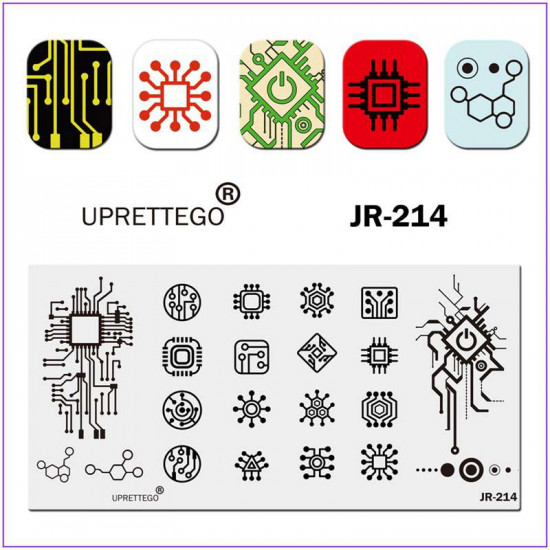 JR-0214 Placa de impresión de uñas Todo para estampar puntos de curvas de formas geométricas