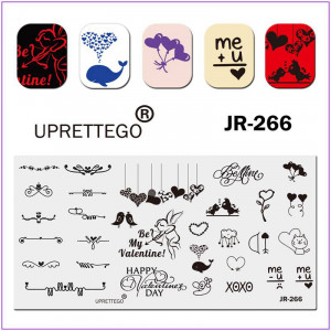  JR-266 Płytka do stemplowania paznokci Wszystko do tłoczenia Love Whale Birds Hearts Angel Balloons Cats