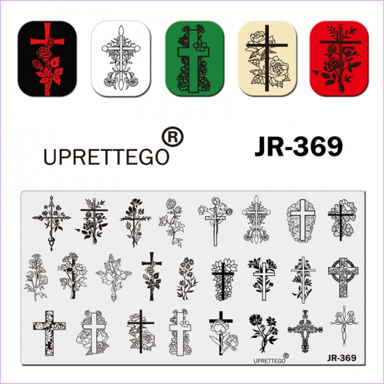 JR-369 plaque destampage des ongles plaque destampage croix fleur croix croix originale croix-3142-uprettego-estampillage