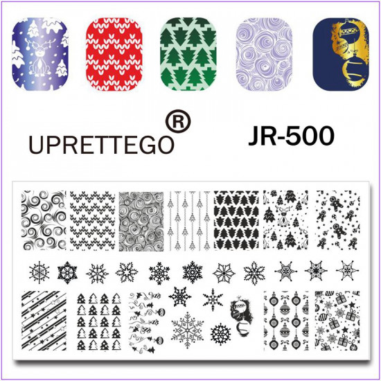 JR-500 Nail Drukplaat Sneeuwvlokken Nieuwjaar Geschenken Herten Sneeuwpop Boom Kerstboom Speelgoed Kerst Ornamenten